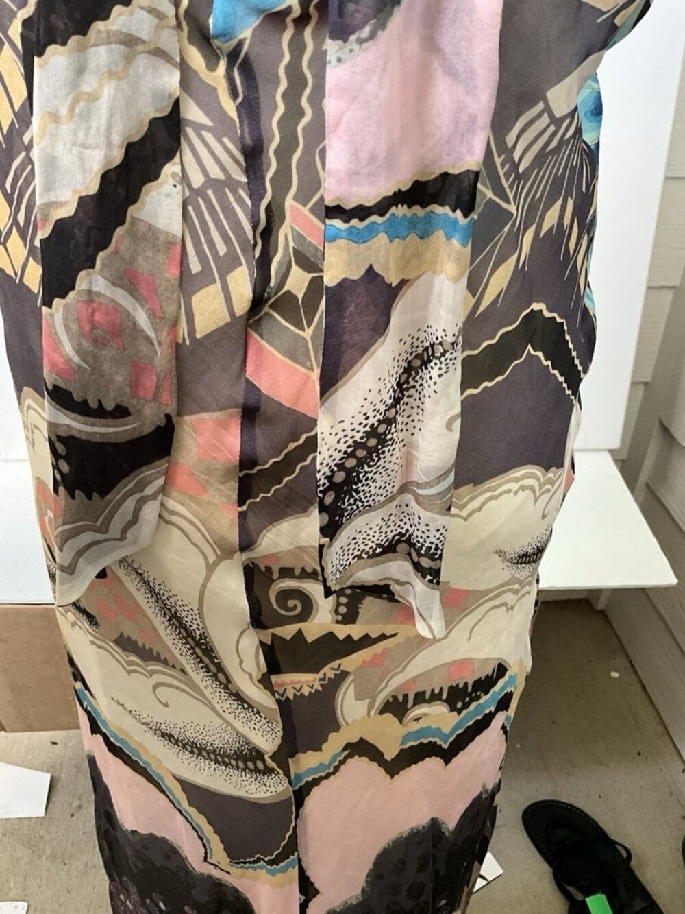 Christian Lacroix Silk Abstract Print Maxi Dress FR 38 US 6 V-Neck Empire Resort - Picture 7 of 11